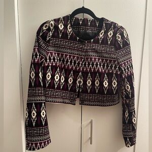 Cropped Velvet Geometric Jacket